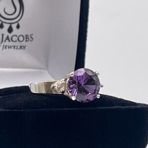 4.5ct Lab Alexandrite Ring White Sapphire Accents Size 7 Gift